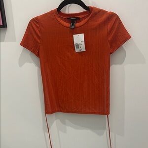 Topshop Women's Orange Ribbed Top